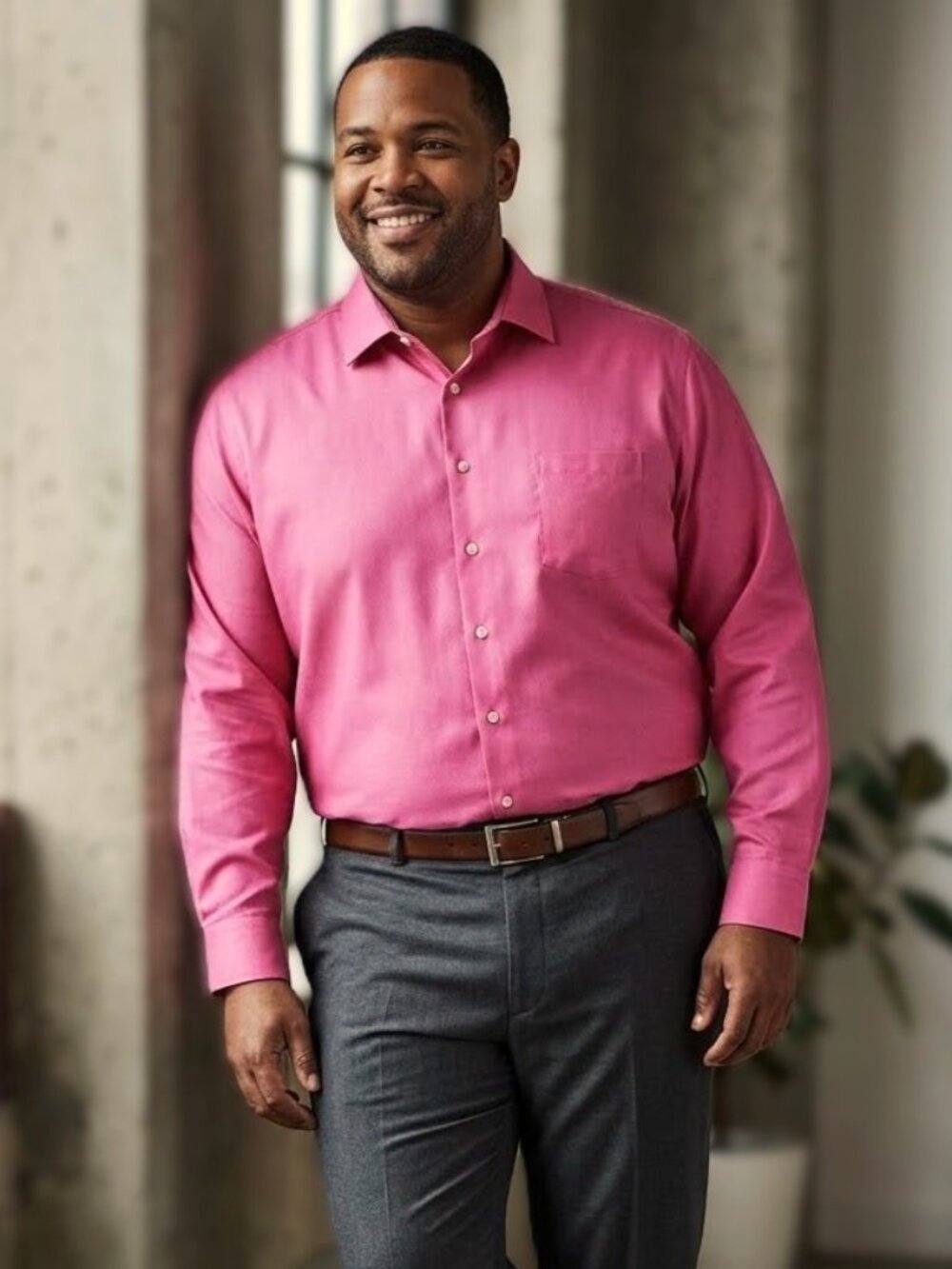 GEOFFREY BEENE Men's Long-Sleeve Dress Shirt. Plus Size 18½ (36-37)